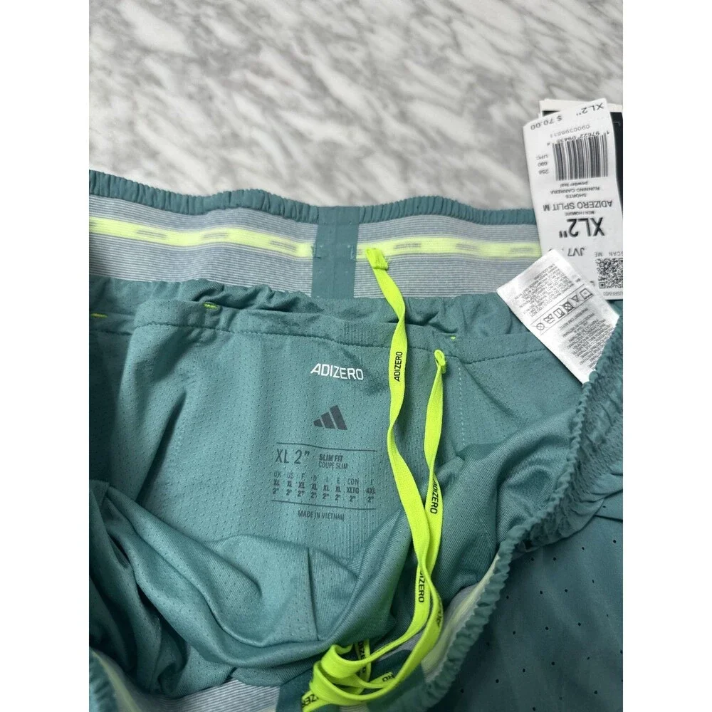 Adidas Adizero 2” Split Shorts Running racing Powder Teal Men's XL JV7153 NEW